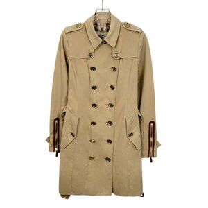 Burberry Womens Trench Coat Beige Double-Breasted Button Closure Belted Cotton B